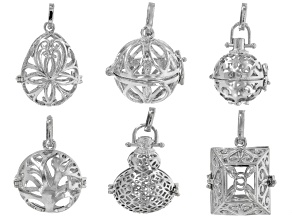 Diffuser Pendant Set of 6 Pieces In Assorted Styles In Silver Tone