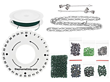 Picture of Pinkerton Plait 7-strand cord braiding necklace & bracelet supply & project kit in emerald color