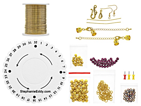 With Bells On 10 Strand Wire Braiding necklace and bracelet supply and project kit in Golden Berry