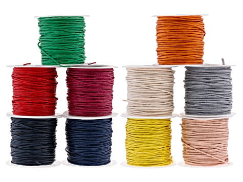 1 mm Wax Cord Spool Set of 10 in Assorted Colors appx 10 yards each