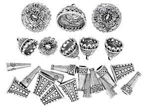 Cup Component Assortment in Antique Silver Tone in 5 Styles 23 pieces