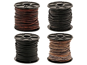 Leather Cord appx 2mm Round Set of 4 in Assorted Colors appx 10M each