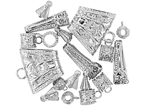 Assorted Bail Set includes 5 Styles in Silver Tone 18 Pieces Total