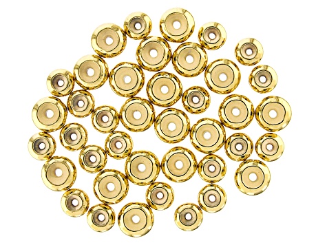 Sliding Clasp Silicone Beads in 2 Sizes in Gold Tone 40 Pieces Total