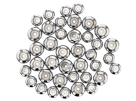 Sliding Clasp Silicone Beads in 2 Sizes in Silver Tone 40 Pieces Total