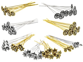 Headpins in 5 Styles in Antique Silver Tone & Antique Gold Tone 100 Pieces Total