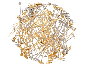 Silver & Gold Tone Headpins in Assorted Styles Set of 100