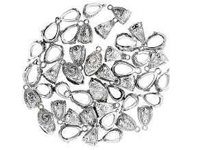 Indonesian Inspired Bail Set in 5 Styles in Silver Tone 45 Pieces Total