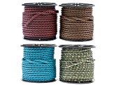 Braided Cotton Bolo Cord 2.5mm Diameter in 4 Assorted Colors Appx 10 Meters Each