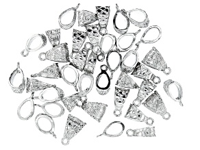Indonesian Inspired Bail Kit in Silver Tone in 4 Styles 40 Pieces Total