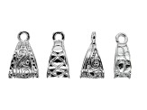 Indonesian Inspired Bail Kit in Silver Tone in 4 Styles 40 Pieces Total