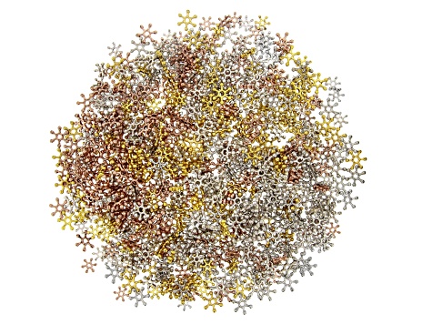 Aster Spacer Beads in Antiqued Silver, Gold, & Rose Tone Appx 1,000 Pieces Total