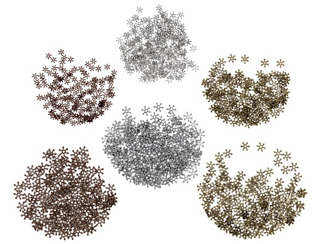 Aster Spacer Beads in Antiqued Silver, Copper, and Brass Tones Appx 1,000 Pieces Total