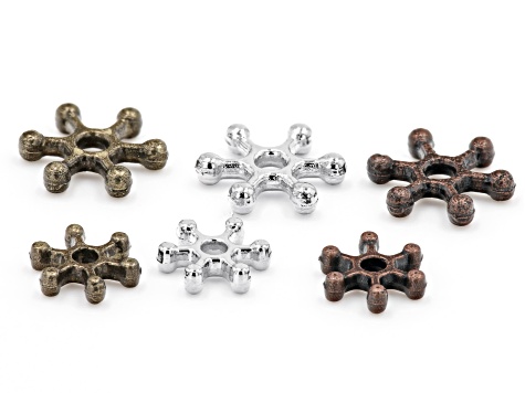 Aster Spacer Beads in Antiqued Silver, Copper, and Brass Tones Appx ...