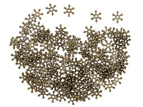 Aster Spacer Beads in Antiqued Silver, Copper, and Brass Tones Appx 1,000 Pieces Total