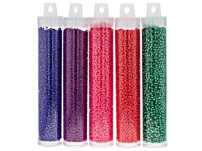 11/0 Jewel Tone Seed Beads Set of 5 in 50 Gram Tubes