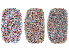 11/0, 8/0, & 6/0 Multi-Color Iridescent, Transparent, & Opaque Seed Bead of 1350 Grams