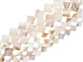 Mother of Pearl & Shell 10mm & 15mm Flat Clover Bead Strand Set of 6
