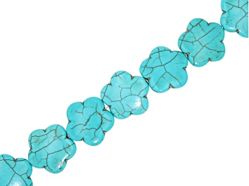 Picture of Turquoise Simulant 30mm Flower Shaped Bead Strand Set of 2 Approximately 14-15" in Length