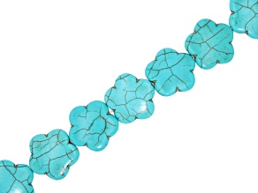 Turquoise Simulant 30mm Flower Shaped Bead Strand Set of 2 Approximately 14-15" in Length