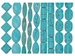 Turquoise Simulant Assorted Shapes & Sizes Bead Strand Set of 9