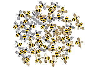 Silver & Gold Tone Bee Charm Set of 60