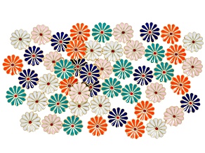 Multicolor with Gold Tone Accents 12.5mm Two Sided Flower Bead Set of 50