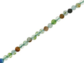 Green Fluorite Mix 2mm Faceted Round Bead Strand Approximately 14-15" in Length