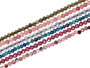 Multi-Stone 2-3mm Faceted Round Bead Strand Set of 6