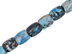 Blue Jasper 14x12mm Barrel Shaped Bead Strand 15 inches