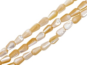 Natural Color Mother of Pearl 6.4x4.7mm Teardrop Bead Strand Approximately 15-16" in Length Set of 3