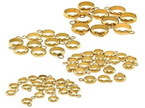 18k Gold Over Stainless Steel Spacer Bail with Open Jump Ring Set of 60 in Assorted Sizes