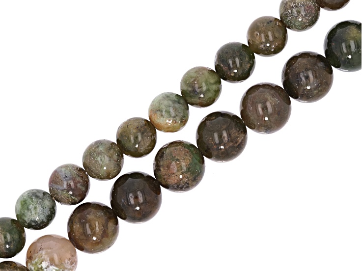 Chrysoprase 8mm & 10mm Round Bead Strand Approximately 14-15" in Length Set of 2