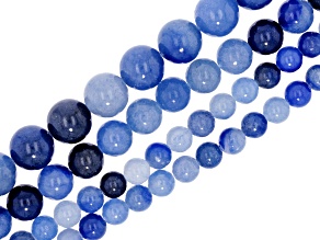 Blue Aventurine 6mm, 8mm, & 10mm Round Bead Strands Approximately 14-15" in Length Set of 4