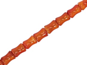 Red Agate 12x8mm Bamboo Shape Bead Strand Approximately 14-15" in Length
