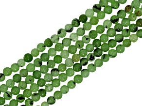 Green Quartz 4mm Round Bead Strands Approximately 14-15" in Length Set of 6