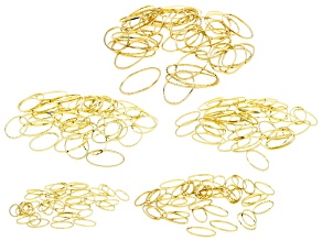 Gold Tone Assorted Size Diamond Cut Oval Link Set of 200
