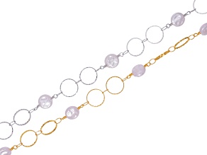 Gold & Silver Tone Circle Link Unfinished Chain with Accents Set of 2