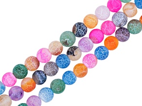Multicolor Crackled Agate 8mm Round Bead Strand Set of 3