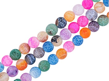 Picture of Multicolor Crackled Agate 8mm Round Bead Strand Set of 3