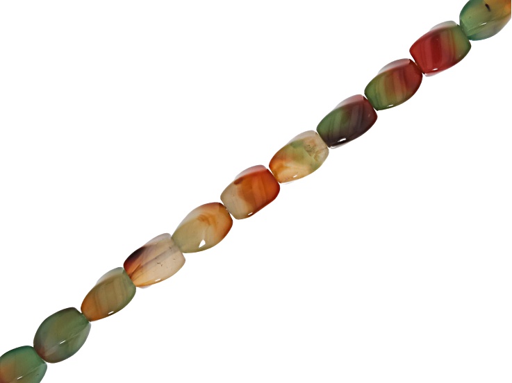 Green & Brown Banded Agate 8x12mm Twisted Oval Bead Strand Approximately 14-15" in Length