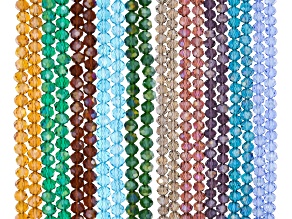 Peacock Mix of Faceted Rondelle Bead Strands Set of 20