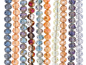 Shimmering Beach Mix of Faceted Rondelle Bead Strands Set of 20