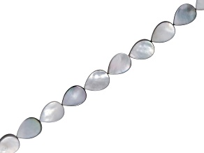 Mother-of-Pearl Black Edge Teardrop Shape Bead Strand Approximately 14-15" in Length