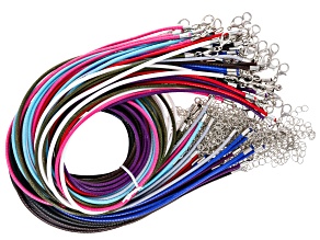 Multicolor 2mm Wax Cord with Lobster Clasp Approximately 18" with 2" Extender Set of 50