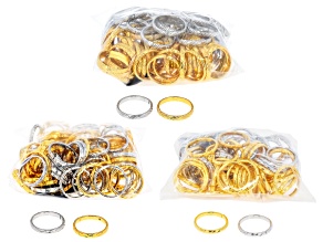 Silver & Gold Tone Wide Textured Open Jump Ring Set of 300