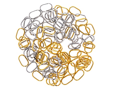 Silver & Gold Tone Oval and Double Oval Open Jump Ring Set of  400