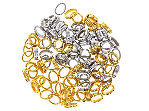 Silver & Gold Tone Oval and Double Oval Open Jump Ring Set of  400