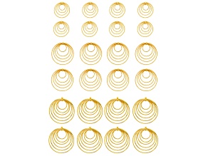 Gold Tone 24mm, 35m, & 40mm Staggered Round Ring Focal Pendant Set of 24