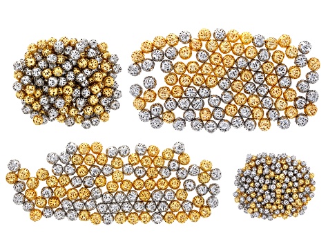 Silver & Gold Tone Assorted Size Filigree Bead Set of 800